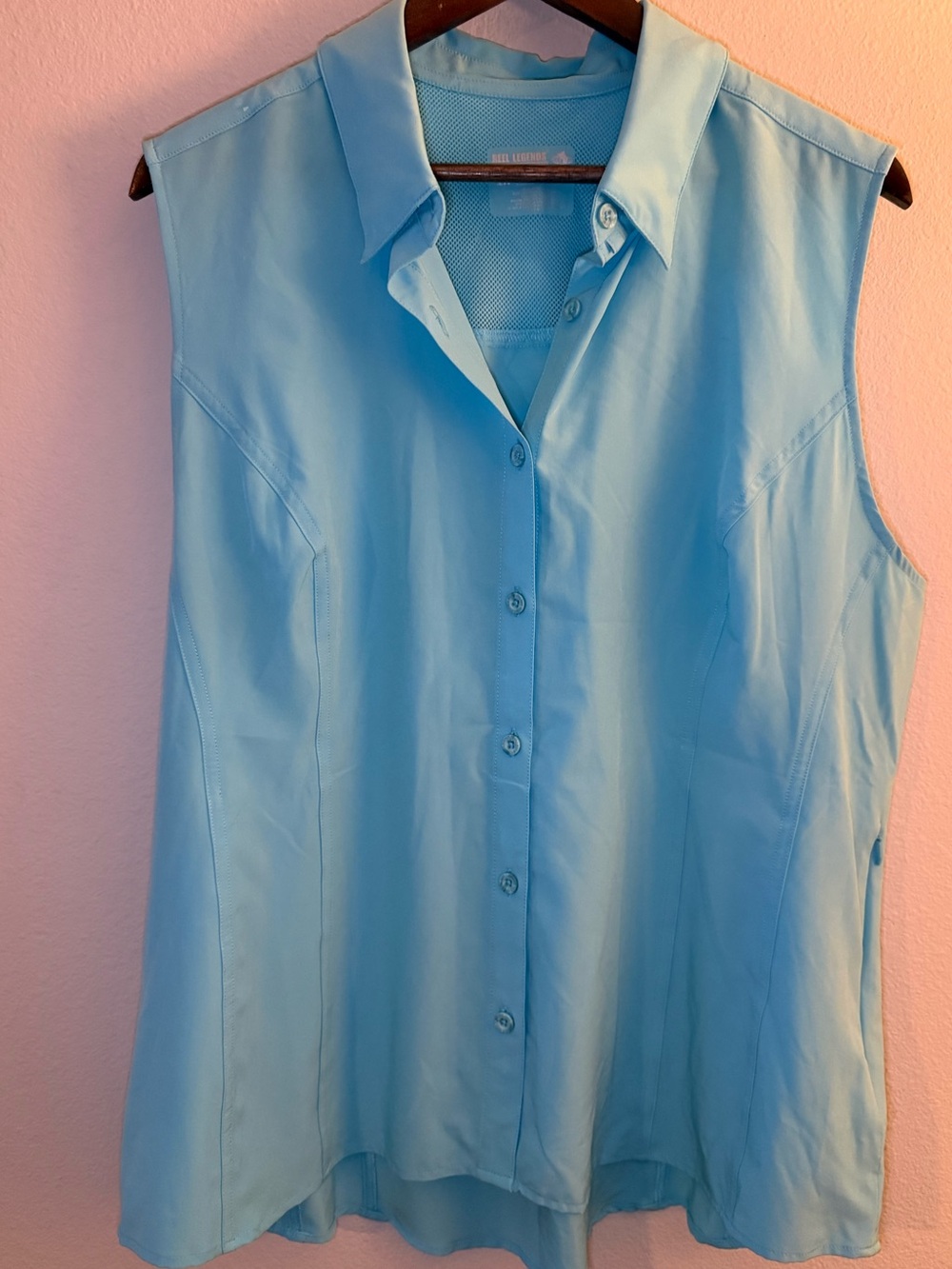 Reel Legends Sleeveless Button-Front Top in Sky Blue